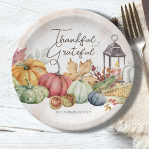 Thanksgiving Pumpkin Rustic Autumn Paper Plates