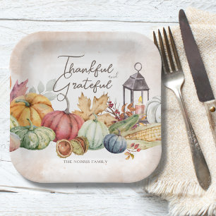 Thanksgiving Pumpkin Rustic Fall Paper Plates