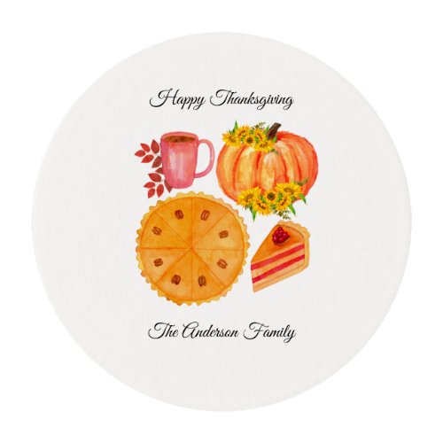 Thanksgiving Pumpkin Spice Latte Cupcake Topper Edible Frosting Rounds