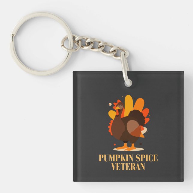 Thanksgiving Pumpkin Spice Veteran Keychain (Front)