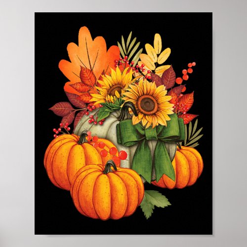 Thanksgiving Pumpkin Sunflower Fall Autumn Holiday Poster