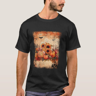 Thanksgiving Pumpkin Sunflower Fall Autumn Holiday T-Shirt