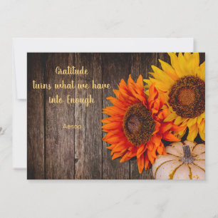 Thanksgiving Pumpkin Sunflower Gratitude Flat Holiday Card