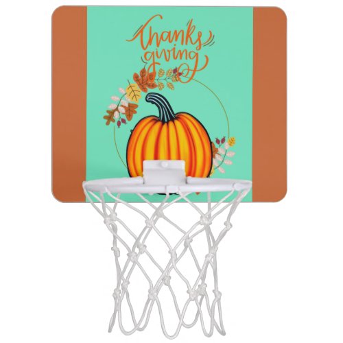 Thanksgiving pumpkin   T_Shirt Invitation Mini Basketball Hoop