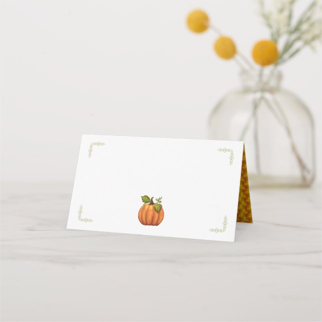 Thanksgiving Pumpkin Tented Place Cards (Front)