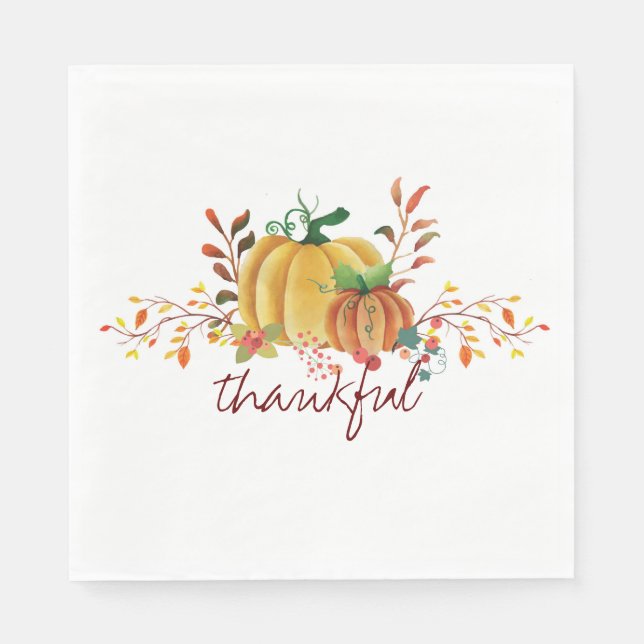Thanksgiving Pumpkin thankful Napkins (Front)