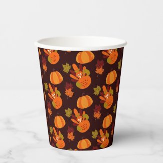 Thanksgiving Pumpkin Turkey Autumn Leaves Pattern