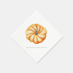 Thanksgiving pumpkin watercolor blue and orange napkins