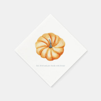 Thanksgiving pumpkin watercolor blue and orange napkins