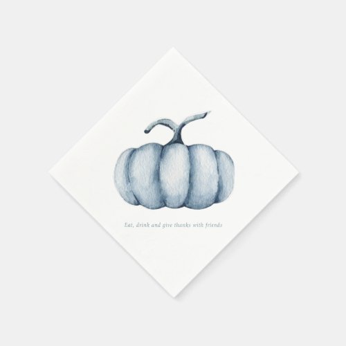 Thanksgiving pumpkin watercolor blue napkins