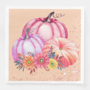 Thanksgiving Pumpkin Watercolor Design Paper Dinner Napkins