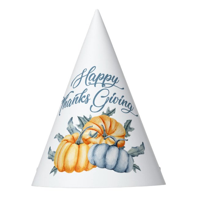 Thanksgiving pumpkin watercolor party hat (Front)