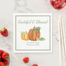 Thanksgiving Pumpkin Watercolor Personalized