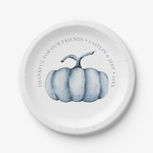 Thanksgiving pumpkin watercolor personalized paper plates