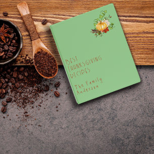 Thanksgiving pumpkin watercolor recipe green mini binder