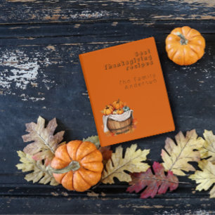 Thanksgiving pumpkin watercolor recipe orange mini binder