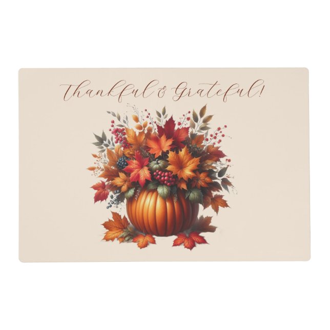Thanksgiving-Pumpkin with Fall Leaves Placemat (Front)