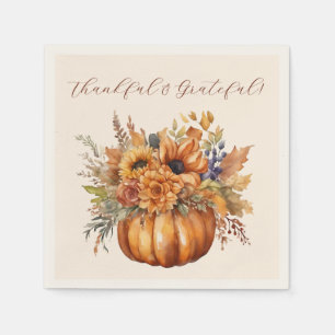 Thanksgiving- Pumpkin with Flowers- Napkins