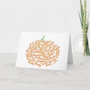Thanksgiving Pumpkin Word Cloud Card by ArtByJubee at Zazzle