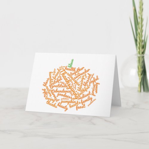 Thanksgiving Pumpkin Word Cloud Card