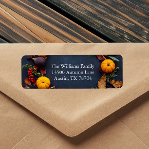 Thanksgiving Pumpkin Wreath Autumn Return Address Label