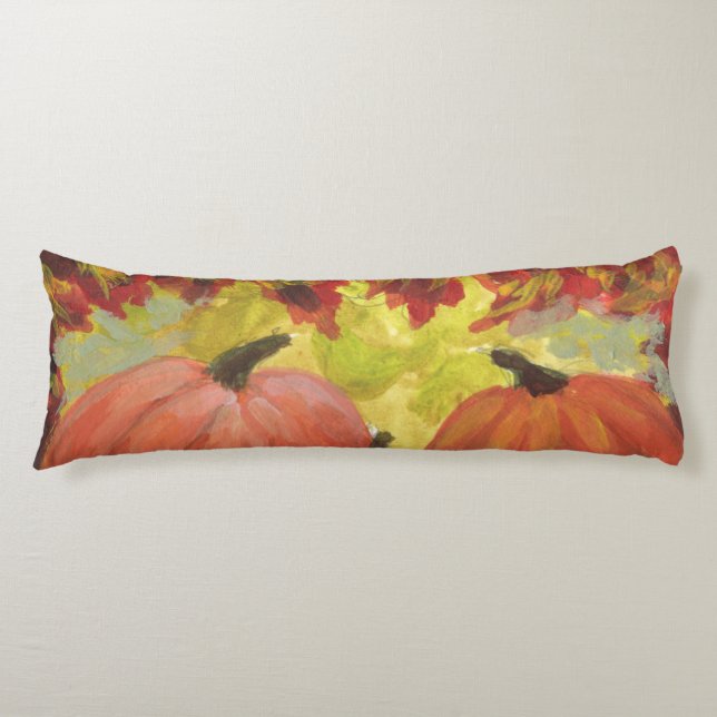 Thanksgiving Pumpkins #2 Fall Autumn Leaves Body Pillow (Front)