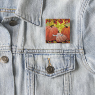 Thanksgiving Pumpkins #2 Fall Autumn Leaves Button