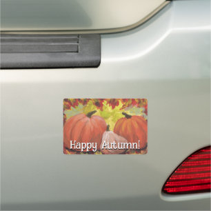 Thanksgiving Pumpkins #2 Fall Autumn Leaves Car Magnet