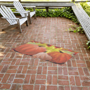Thanksgiving Pumpkins #2 Fall Autumn Leaves Outdoor Rug