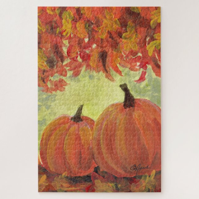 Thanksgiving Pumpkins #3 Fall Autumn Leaves Jigsaw Puzzle (Vertical)