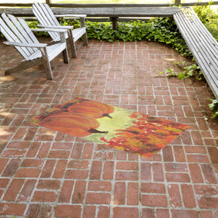 Thanksgiving Pumpkins #3 Fall Autumn Leaves Outdoor Rug