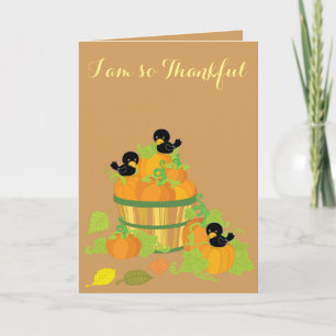 Thanksgiving Pumpkins and Birds Holiday Card