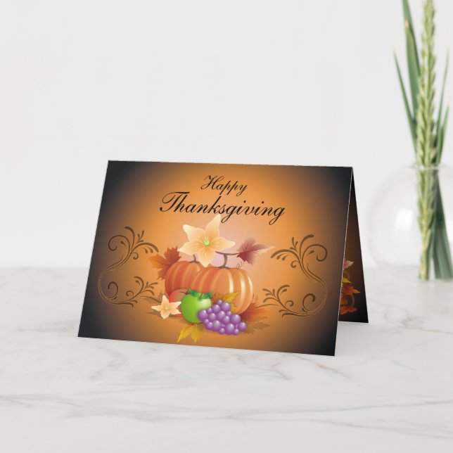 Thanksgiving Pumpkins and Fruits Holiday Card (Front)