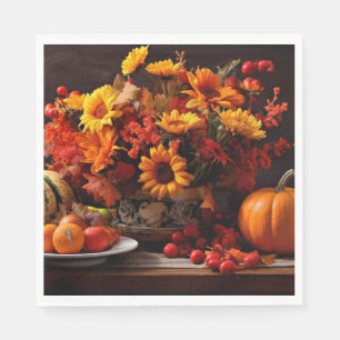 Thanksgiving Pumpkins and Sunflowers Napkins