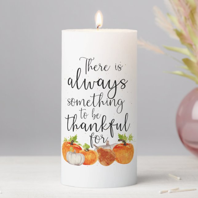 Thanksgiving Pumpkins Be Thankful Pillar Candle (In Situ)