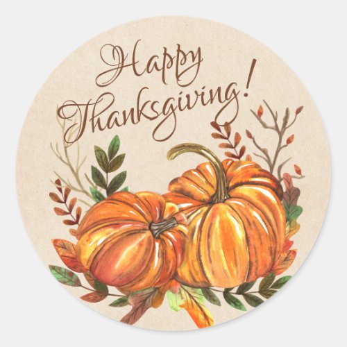 Thanksgiving Pumpkins Classic Round Sticker