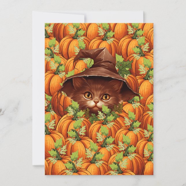THANKSGIVING PUMPKINS CUTE CAT INVITATION (Front)