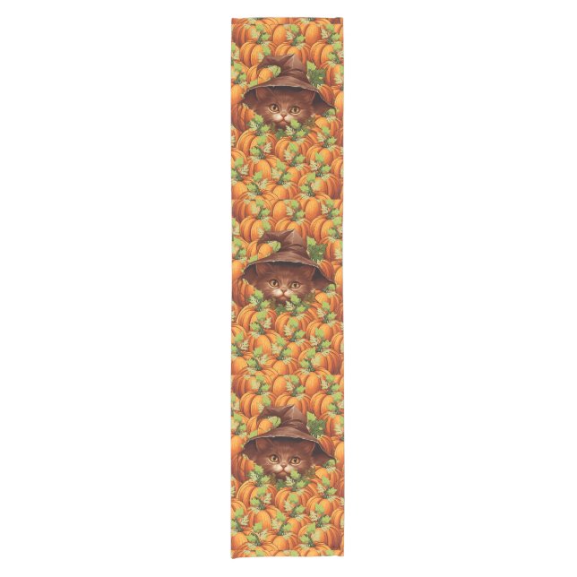 THANKSGIVING PUMPKINS CUTE CAT SHORT TABLE RUNNER (Front)