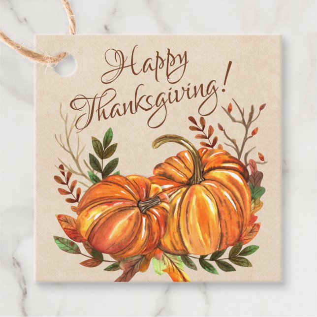 Thanksgiving Pumpkins Favor Tags (Front)