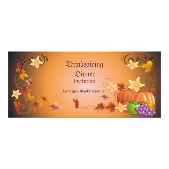 Thanksgiving Pumpkins Fruits Leaves Classic Custom Invitations