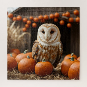 Thanksgiving Pumpkins Harvest Barn Owl Jigsaw Puzzle