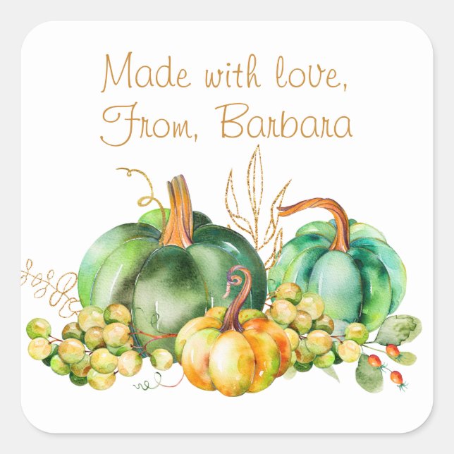 Thanksgiving Pumpkins Homemade Bakery Sticker (Front)