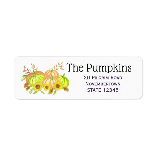 Thanksgiving Pumpkins in watercolor Label