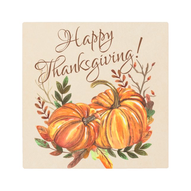 Thanksgiving Pumpkins Metal Print (Front)