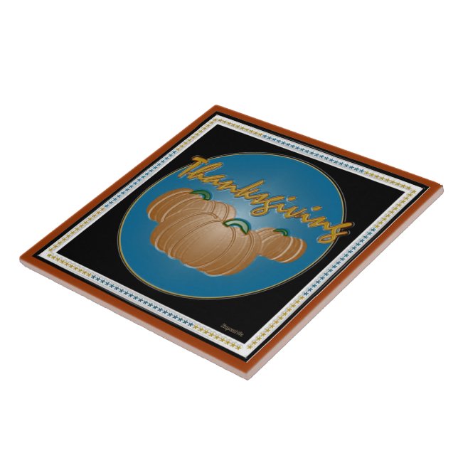 Thanksgiving Pumpkins n Graphics Ceramic Tile (Side)