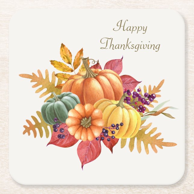 Thanksgiving Pumpkins Paper Coaster (Front)