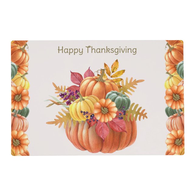 Thanksgiving Pumpkins Paper Placemat (Front)