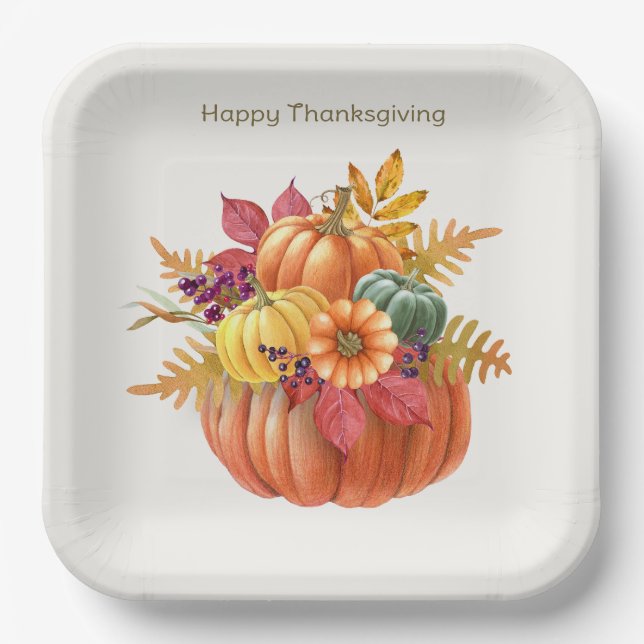Thanksgiving Pumpkins Paper Plate (Front)