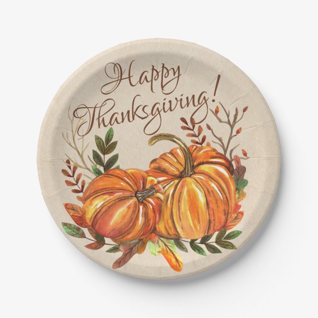 Thanksgiving Pumpkins Paper Plates (Front)