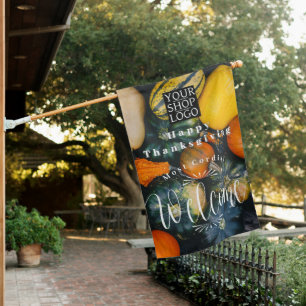 Thanksgiving Pumpkins Photo Welcome Logo House Flag